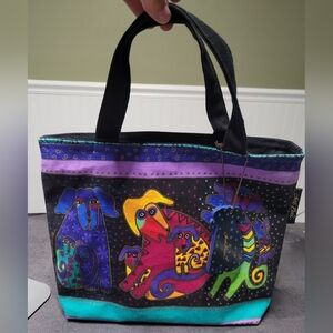 Laurel Burch Dog Mini Tote/Handbag w/Wooden Hangtag